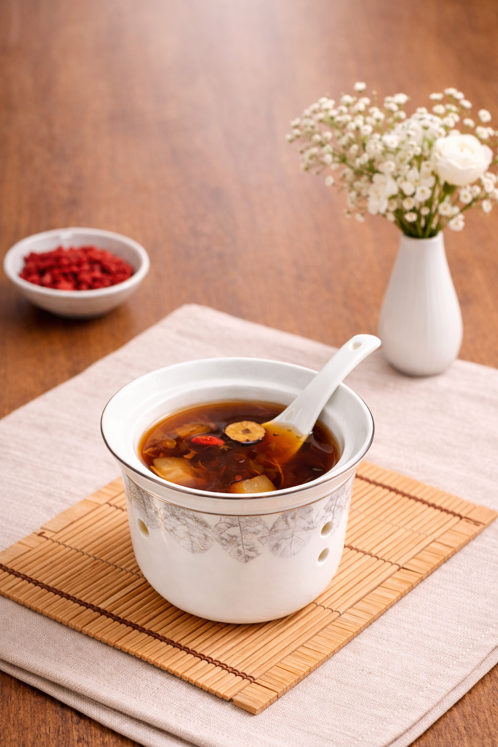 太古黒糖仕立て 幸水梨の温製デザート